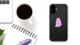 Breast Cancer Woman Illustration Sticker on a Phone (New) example