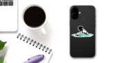 Breast Stroke Female Swimmer Sticker on a Phone (New) example