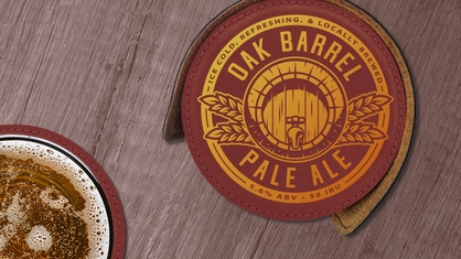 Brewery Red Leatherette Circle Coaster Set