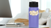 Bride Gold Calligraphy Sticker on a Water Bottle (New) example