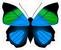 Bright Blue and Green Butterfly Sticker