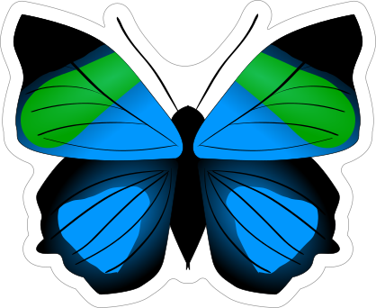 Bright Blue and Green Butterfly Sticker