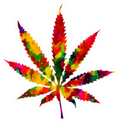Bright Colored Marijuana Leaf Sticker