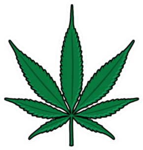 Bright Green Cartoon Marijuana Cannabis Leaf Sticker