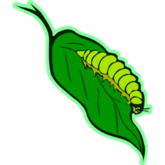 Bright Green Caterpillar On The Leaf Sticker