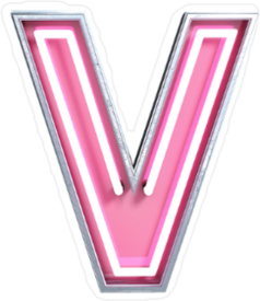 Bright Neon Font Letter V Sticker