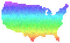 Bright Rainbow Pixel USA Map Sticker
