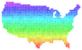 Bright Rainbow Pixel USA Map Sticker