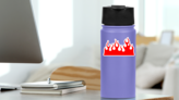 Bright Red Wall of Flames Sticker on a Water Bottle (New) example