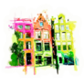 Bright Watercolor Illustration Amsterdam Canals Sticker