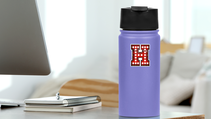 Broadway Style Letter H Sticker on a Water Bottle (New) example