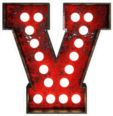 Broadway Style Light Bulb Font Letter V Sticker