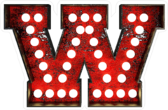 Broadway Style Light Bulb Font Letter W Sticker