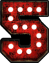 Broadway Style Light Bulb Font Number 5 Sticker