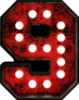Broadway Style Light Bulb Font Number 9 Sticker