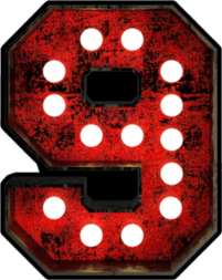 Broadway Style Light Bulb Font Number 9 Sticker