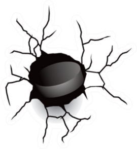 Broken Wall With Hockey Puck Sticker