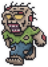 Brown 8-Bit Pixel Zombie Sticker