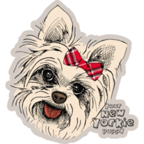 Brown Bow Yorkie Sticker
