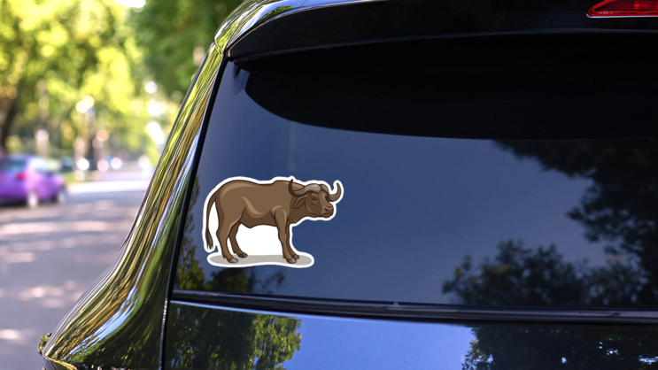 Brown Buffalo Facing Right Sticker on a Rear Car Window (New) example