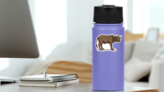 Brown Buffalo Facing Right Sticker on a Water Bottle (New) example