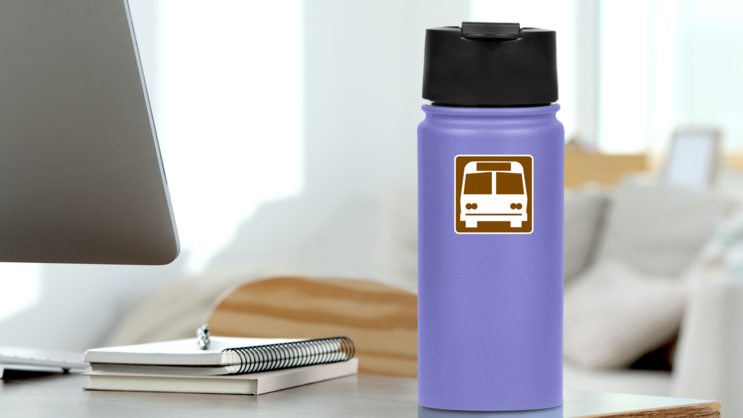 Brown Bus Sticker on a Water Bottle (New) example