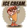 Brown Ice Cream Cone Smiling Sticker