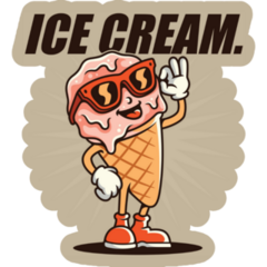 Brown Ice Cream Cone Smiling Sticker