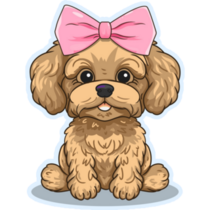 Brown Maltipoo Bow Sticker