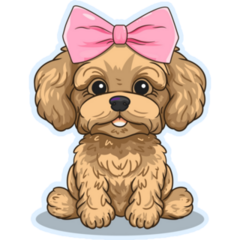 Brown Maltipoo Bow Sticker