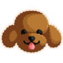 Brown Poodle Head Sticker