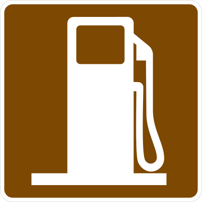 Brown Rounded Corner Gas Station Sticker