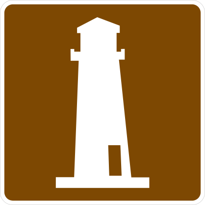 Brown Rounded Corner Lighthouse Sticker