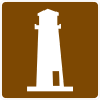 Brown Rounded Corner Lighthouse Sticker