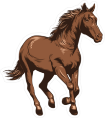 Brown Running Horse Sticker