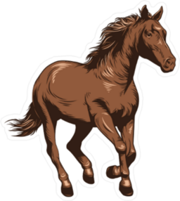 Brown Running Horse Sticker