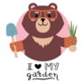 Brown Teddy Bear I Love My Garden Lettering Sticker