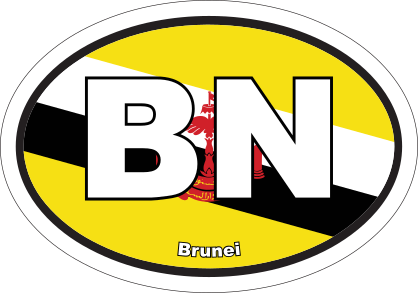 Brunei Bn Flag Oval Sticker