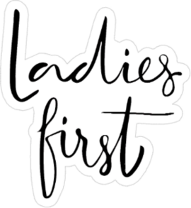 Brush Calligraphy Ladies First Sticker
