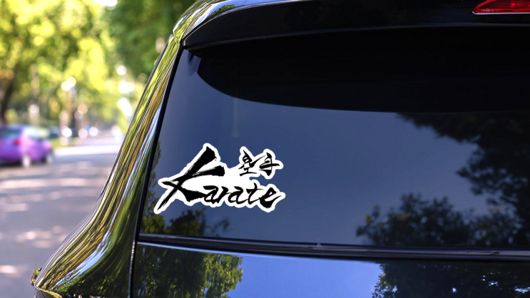 Brush Character Karate And Japanese Text Sticker on a Rear Car Window (New) example