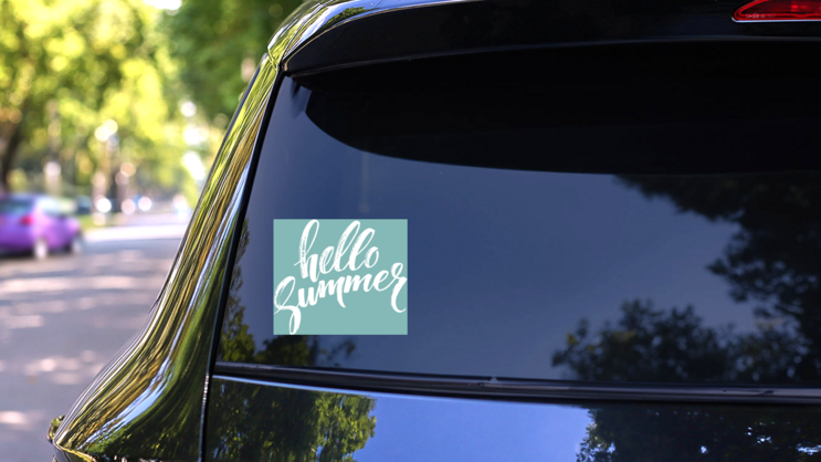 Brush Lettering Hello Summer Sticker on a Rear Car Window (New) example
