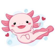 Bubble Heart Axolotl Sticker