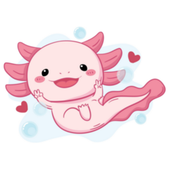 Bubble Heart Axolotl Sticker