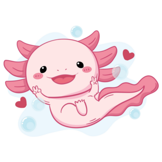 Bubble Heart Axolotl Sticker