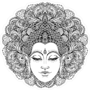 Buddha Face Over Ornate Mandala Pattern Sticker