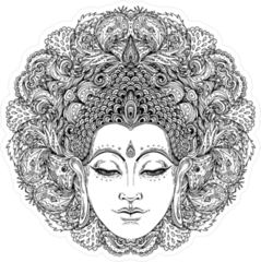 Buddha Face Over Ornate Mandala Pattern Sticker