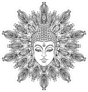 Buddha Face Over Ornate Mandala Sticker