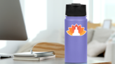 Buddha Illustrated With A Lotus Background Sticker on a Water Bottle (New) example