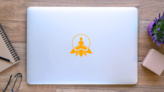 Buddha Sitting In A Lotus Position Sticker on a Laptop (New) example