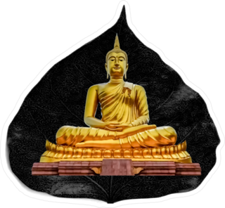 Buddha Statue In Bodhi Leaf Sticker